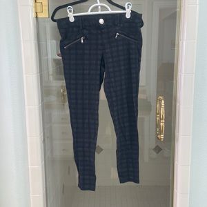 Black and gray plaid stretch pants